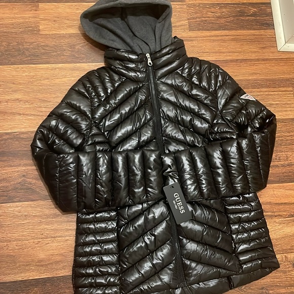 Guess puffer black jacket size L New - Picture 1 of 4